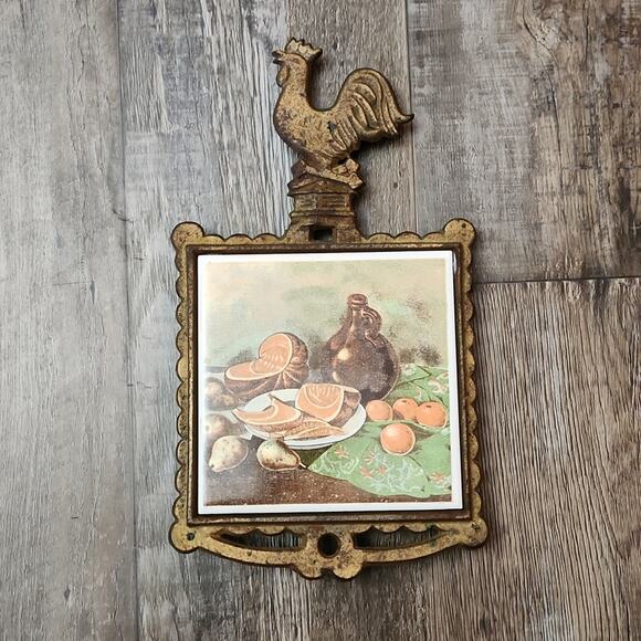 Vintage Wall Decor Spoon Holder/Tray Made In Japan Rooster Kitchen Scenery - Picture 6 of 8